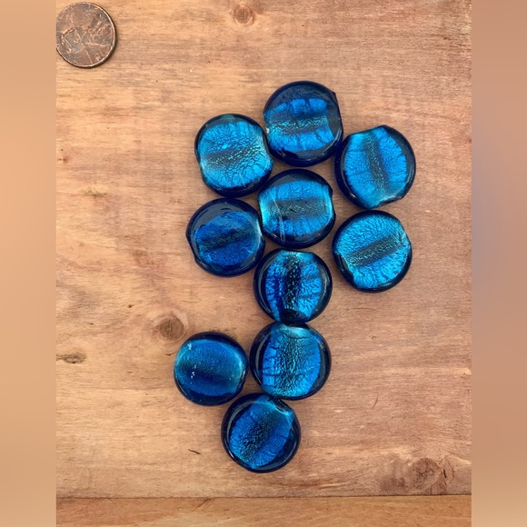 Midnight Deep Blue Foiled Glass Beads 2mm Large Hole (Lot of 10) - Picture 2 of 8